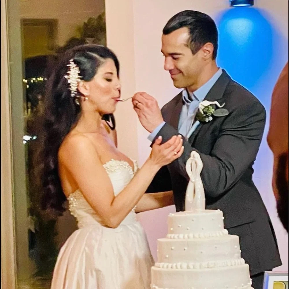 Cake Topper Wedding Decor Intertwined Abstract Modern Iridescent Couple in Love